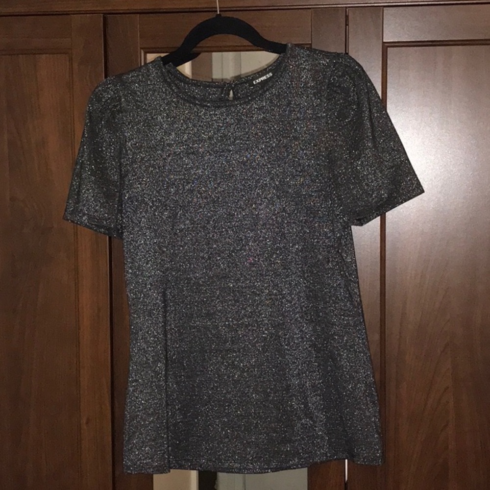 EXPRESS BLACK SHINY TOP MEDIUM EXCELLENT CONDITION